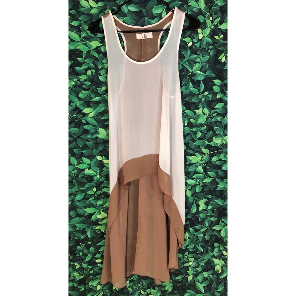 Lola High-Low Cream & Bronze Movement Top